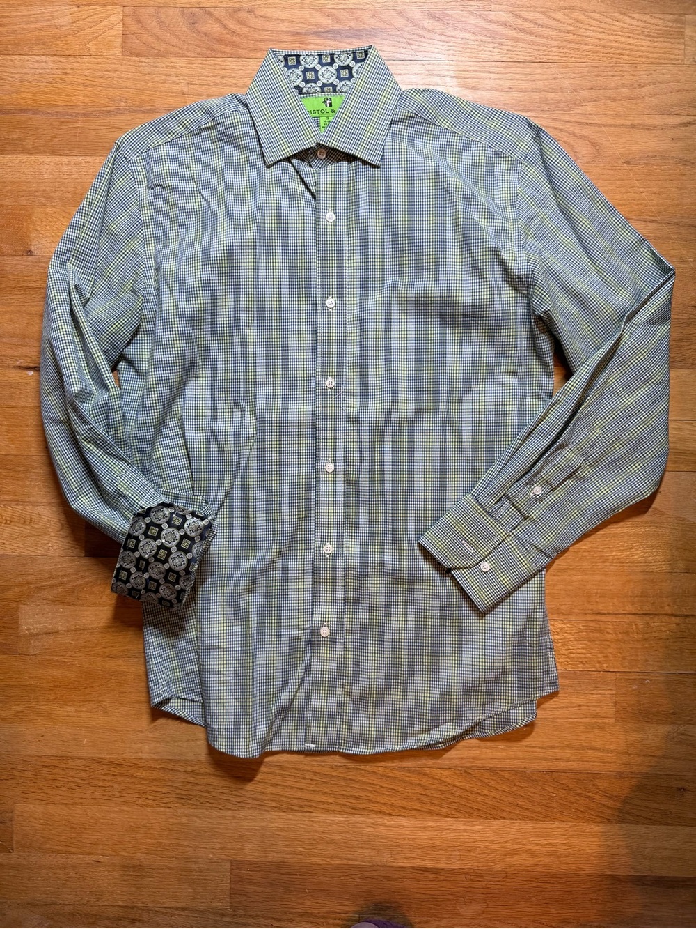 Bristol & Bull Long Sleeve button-down shirt Blue and Yellow